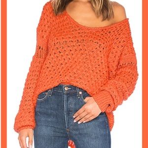 Free People Crashing Waves Sweater Orange
